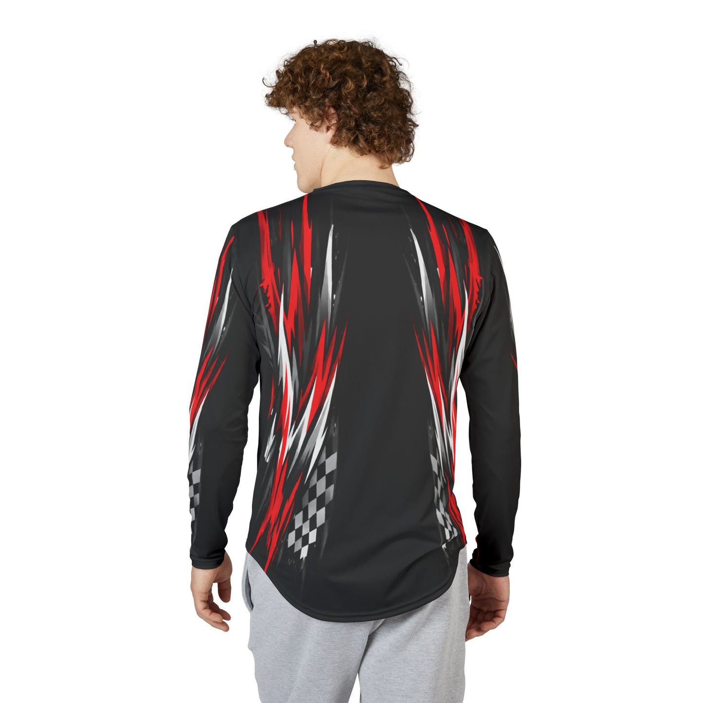 RXTX Racing UV Long Sleeve Jersey Shirt — Dri Fit UPF Performance Tee - Black & Red