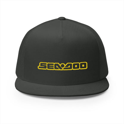 Sea-Doo Embroidered Trucker Hat — Retro Watersports Cap Yellow