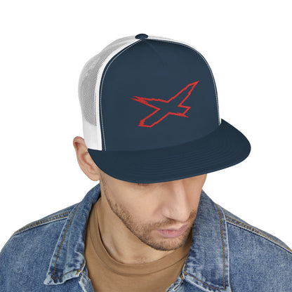 X-Team Performance Embroidered Trucker Cap — Mesh 5-Panel Hat Red