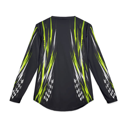 Men's Riptide Racing UV Long Sleeve Shirt — Dri Fit UPF Performance Tee - Black & Manta Green