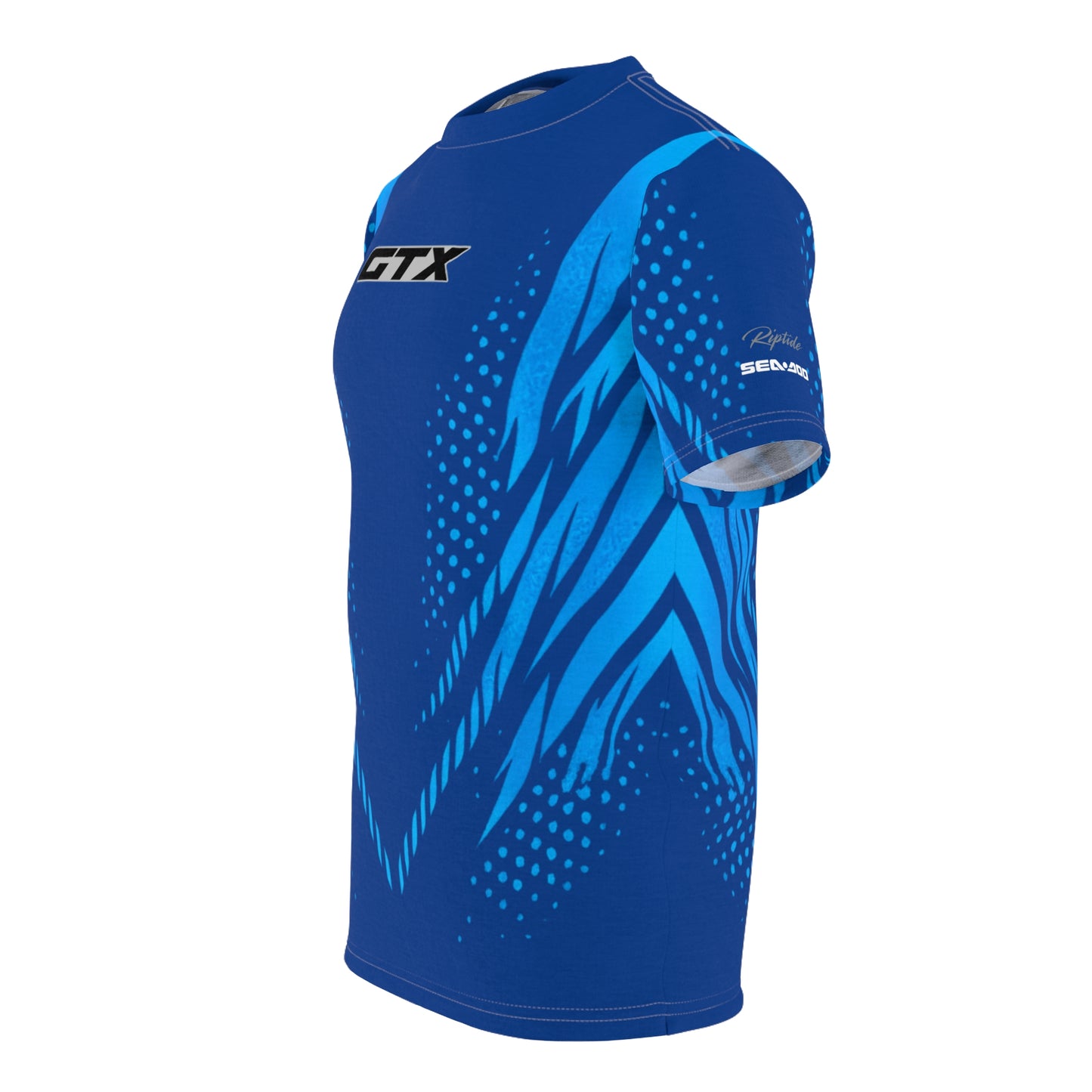 SeaDoo GTX X-Team Cyber Racing Dri Fit Tee — Gulfstream Blue & Abyss Blue All-Over Print