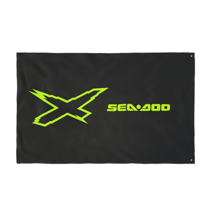 Sea‑Doo X-Team Performance Flag — Double‑Sided Manta Green Watersports Banner