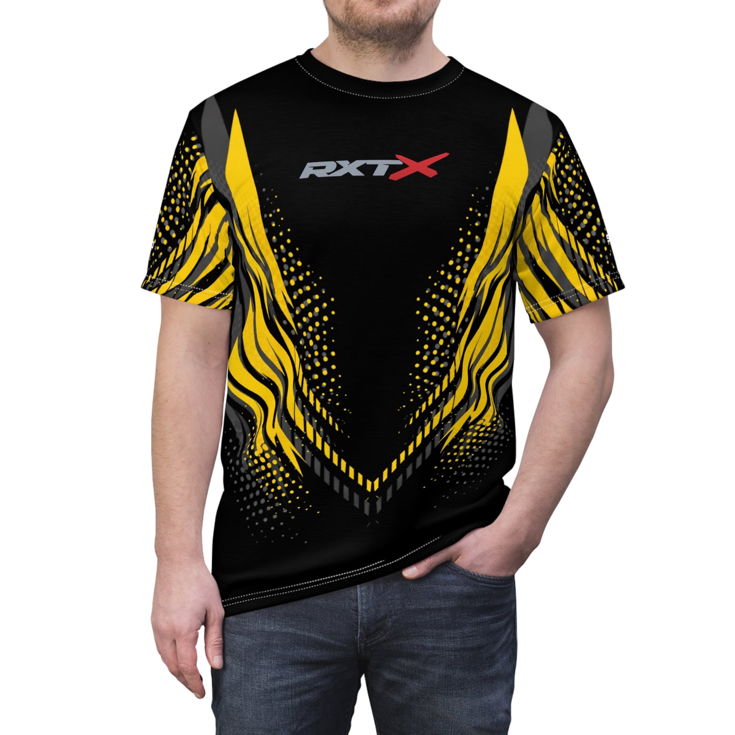 SeaDoo RXTX X-Team Cyber Racing Dri Fit Tee — Millenium Yellow Grey & Black All-Over Print