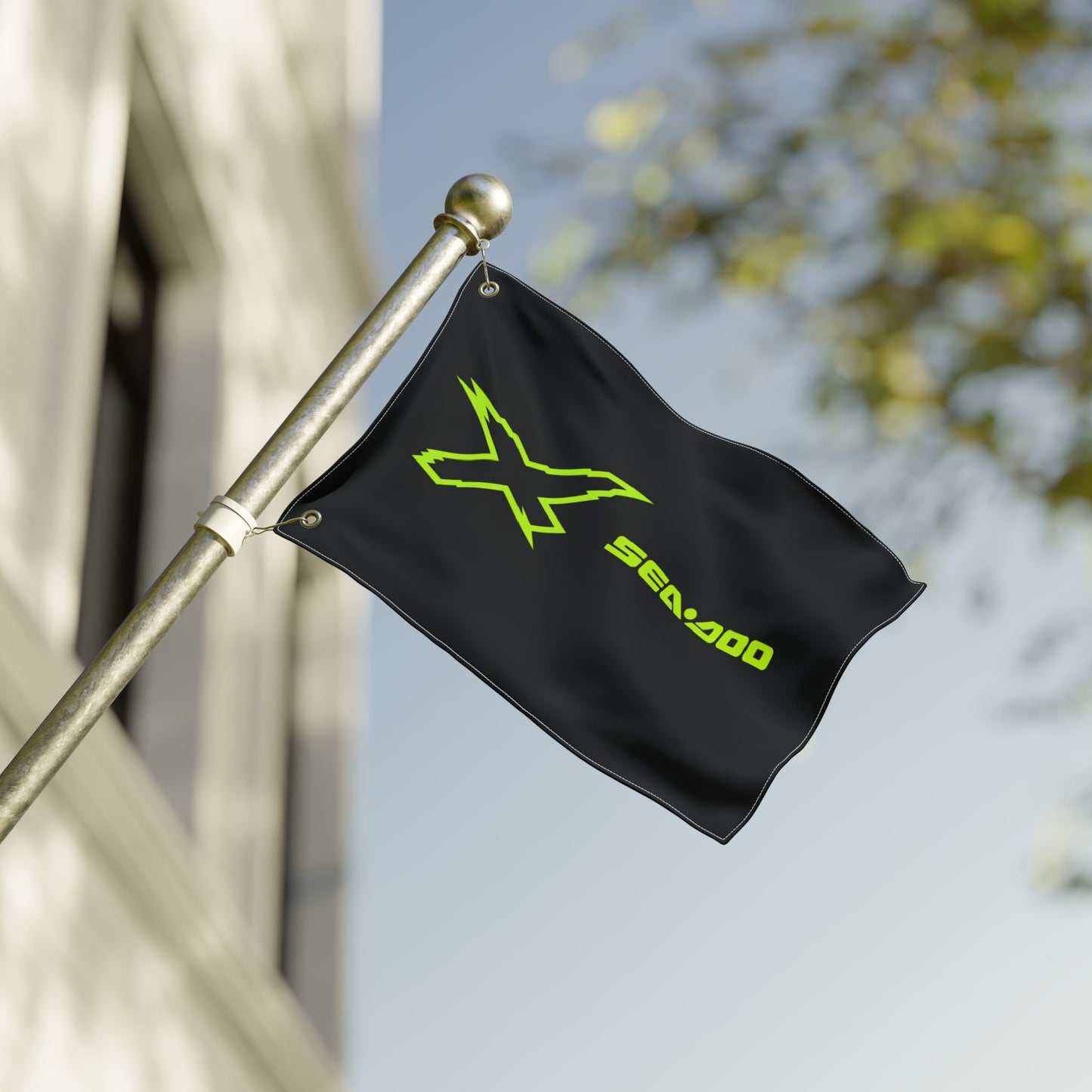 Sea‑Doo X-Team Performance Flag — Double‑Sided Manta Green Watersports Banner