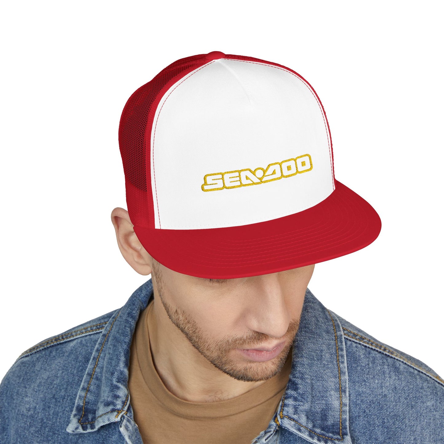 Sea-Doo Embroidered Trucker Hat — Retro Watersports Cap Yellow