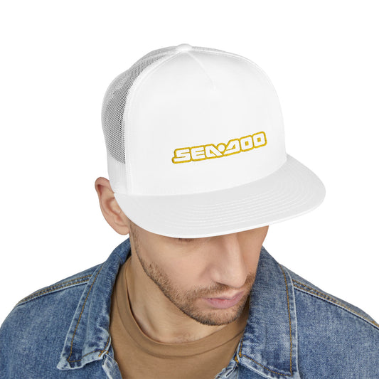 Sea-Doo Embroidered Trucker Hat — Retro Watersports Cap Yellow