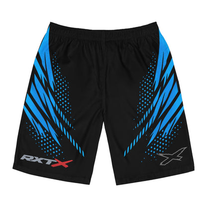 SeaDoo RXTX X-Team Men's Black & Gulfstream Blue Racing Board Shorts — Athletic Swim Trunks