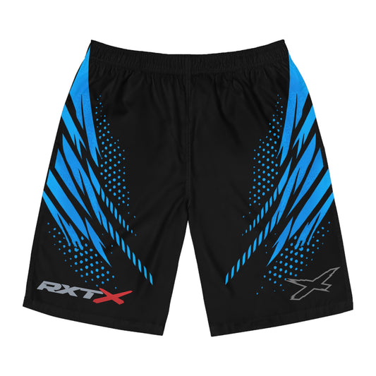 SeaDoo RXTX X-Team Men's Black & Gulfstream Blue Racing Board Shorts — Athletic Swim Trunks