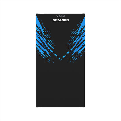 SeaDoo RXPX Racing Neck Gaiter — Gulfstream Blue & Black Midweight Face Shield Mask