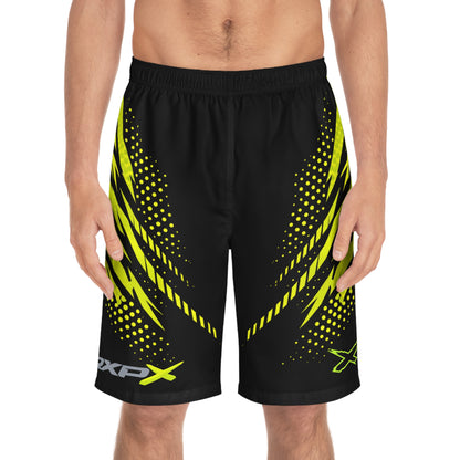 SeaDoo RXPX X-Team Men's Black & Manta Green Racing Board Shorts — Athletic Swim Trunks