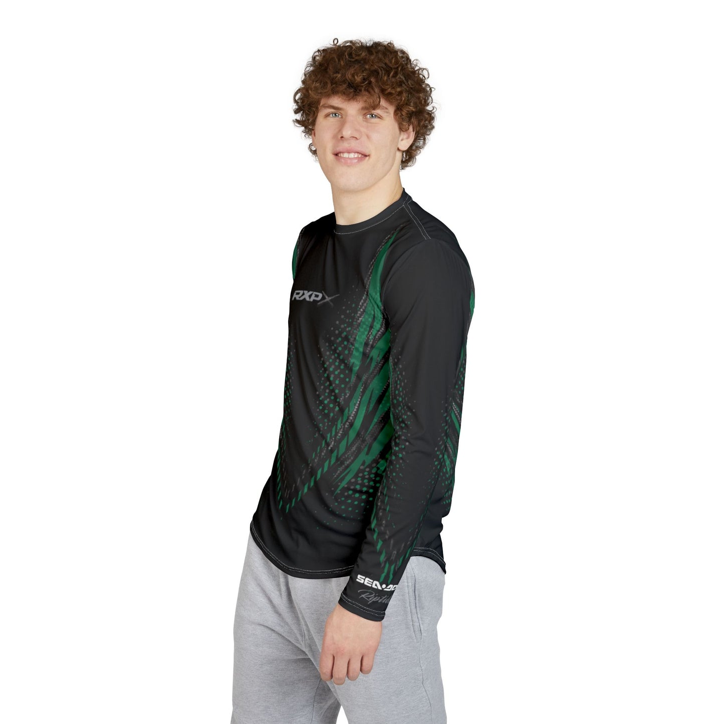 Men's SeaDoo RXPX X-Team Performance UPF Protection UV Long Sleeve Shirt — Apex Racing Green & Carbon Fiber