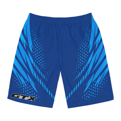 SeaDoo GTX Men's Gulfstream Blue & Abyss Blue Racing Board Shorts — Athletic Swim Trunks