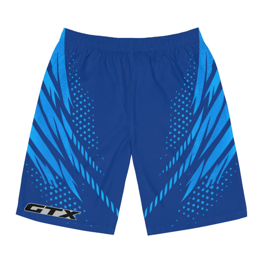 SeaDoo GTX Men's Gulfstream Blue & Abyss Blue Racing Board Shorts — Athletic Swim Trunks