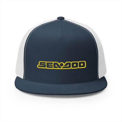 Sea-Doo Embroidered Trucker Hat — Retro Watersports Cap Yellow