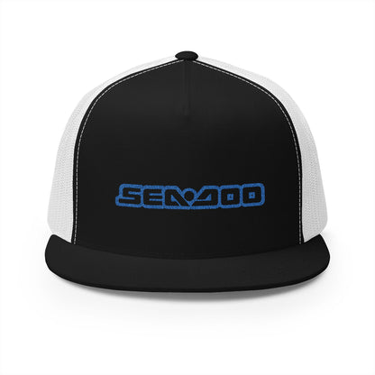 Sea-Doo Embroidered Trucker Hat — Retro Watersports Cap Blue