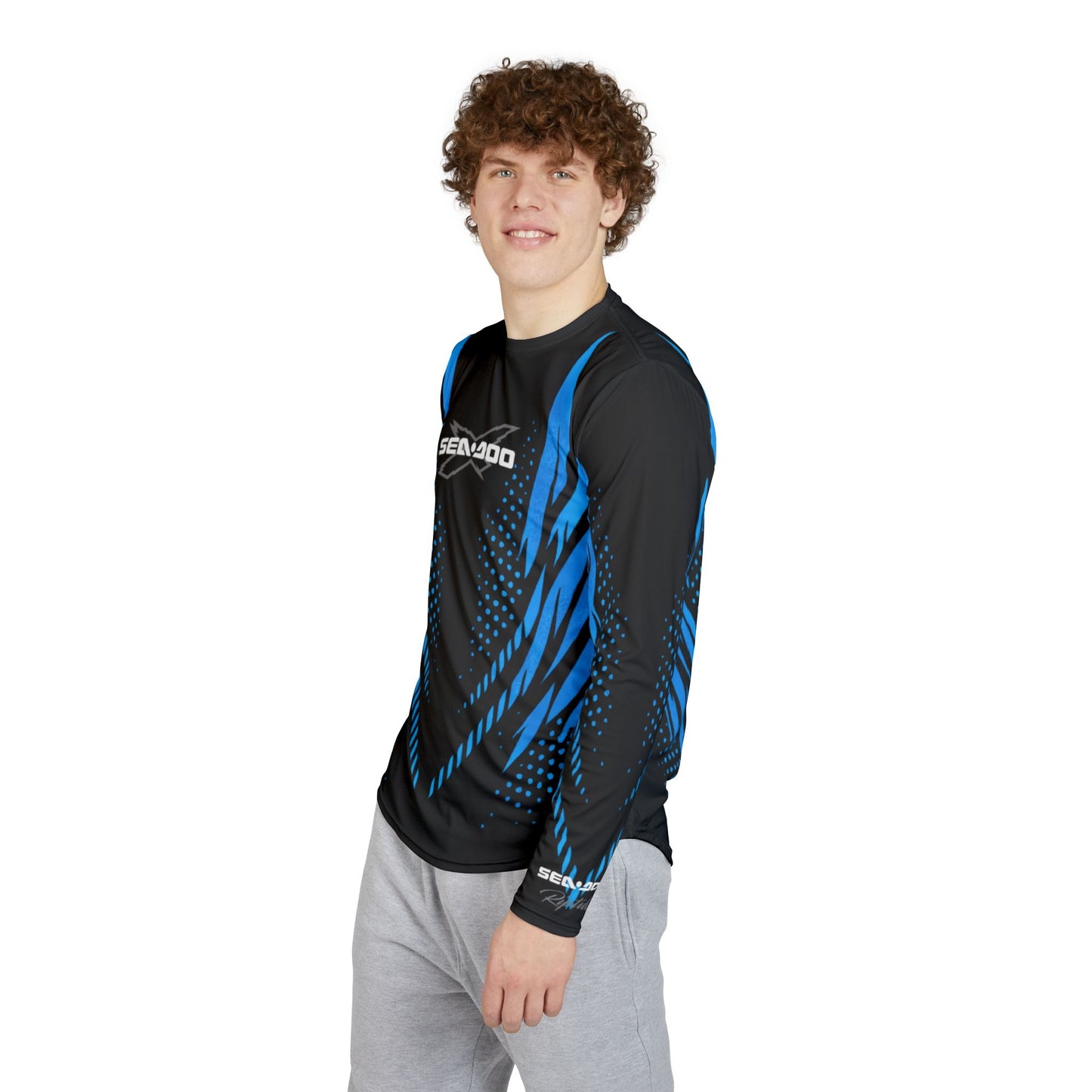 Men's SeaDoo X-Team Performance UPF Protection UV Long Sleeve Shirt — Gulfstream Blue