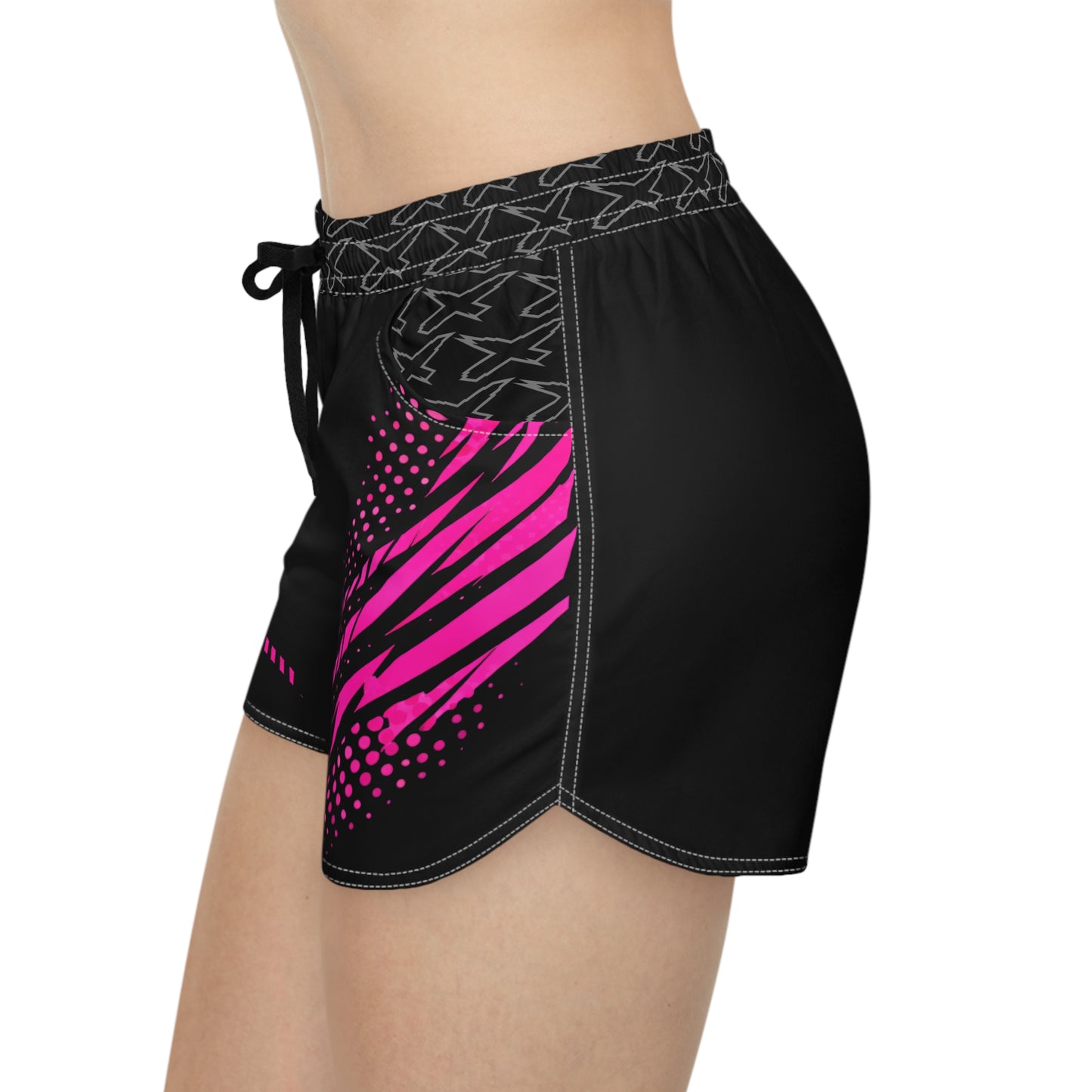 SeaDoo X-Team Women's Athletic Shorts — Dynamic Stripe Swim Shorts Pink