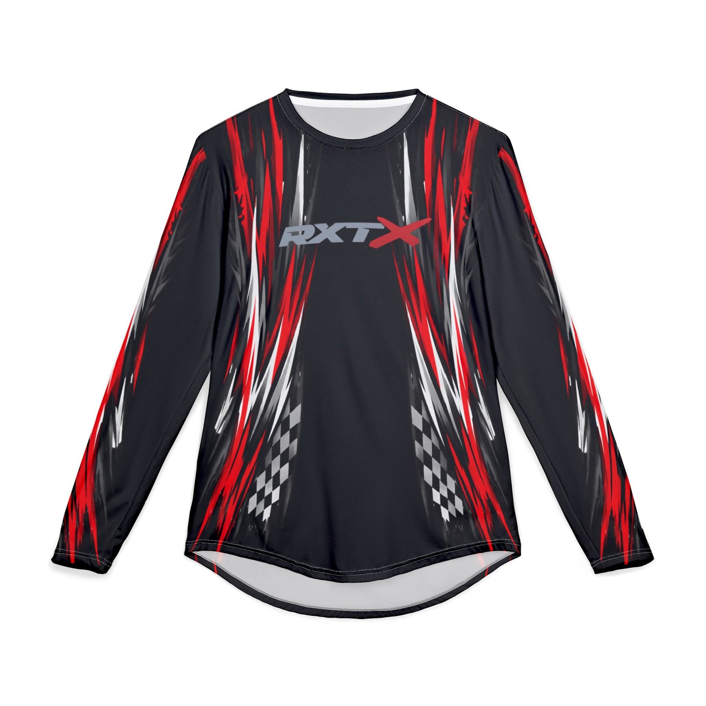 RXTX Racing UV Long Sleeve Jersey Shirt — Dri Fit UPF Performance Tee - Black & Red