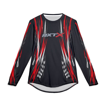 RXTX Racing UV Long Sleeve Jersey Shirt — Dri Fit UPF Performance Tee - Black & Red