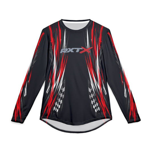 RXTX Racing UV Long Sleeve Jersey Shirt — Dri Fit UPF Performance Tee - Black & Red