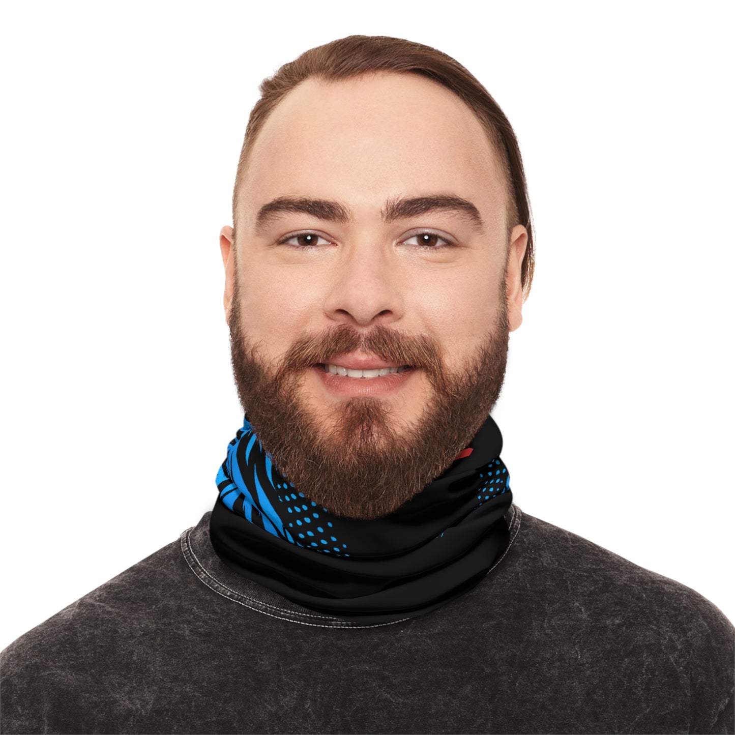 SeaDoo RXPX Racing Neck Gaiter — Gulfstream Blue & Black Midweight Face Shield Mask